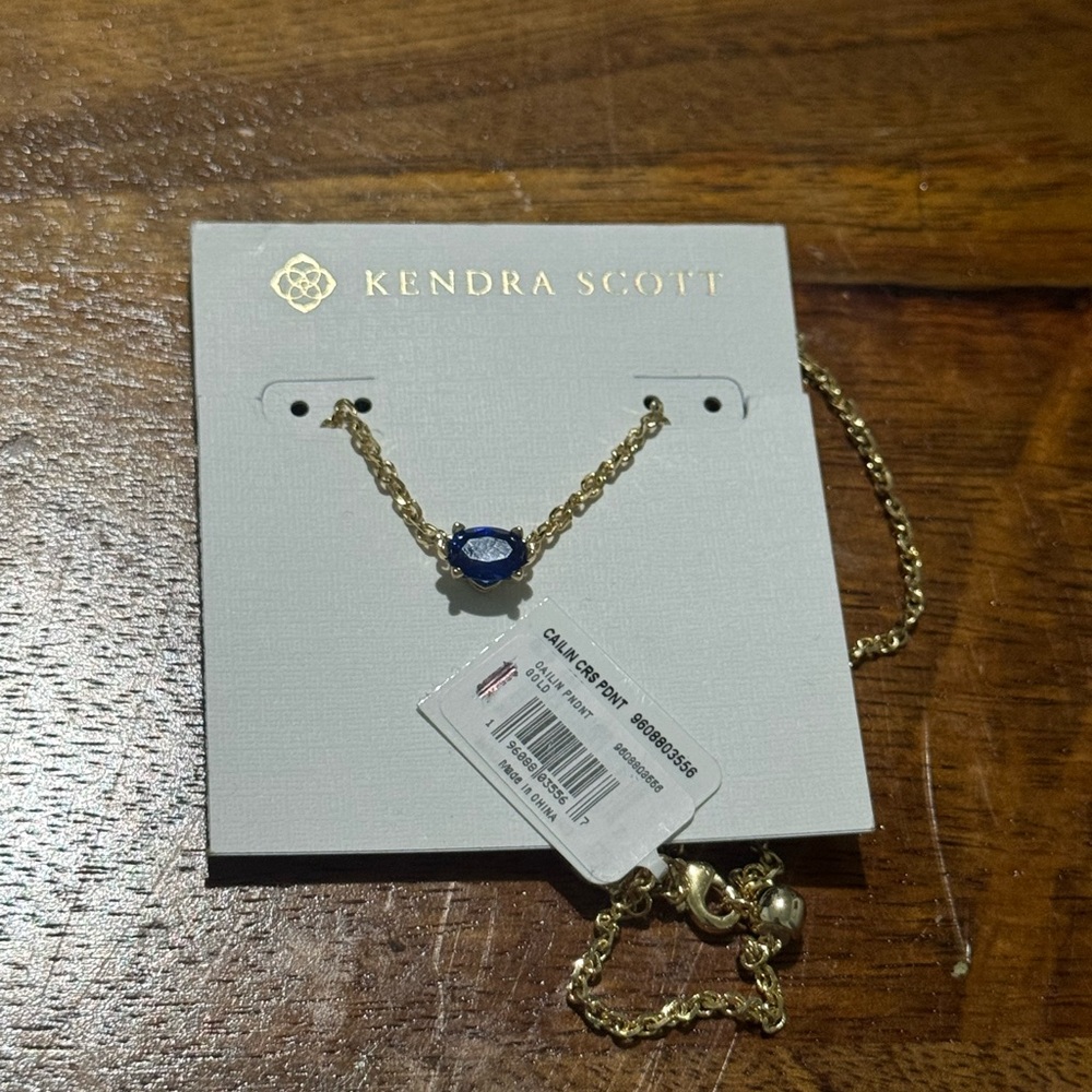 Kendra Scott Cailin Gold Pendant Necklace Blue Violet Crystal